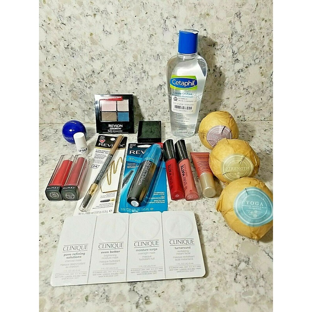 Makeup Lot Bundle Revlon Almay Clinique Bath Bombs L'oreal 16‎ Pieces NEW